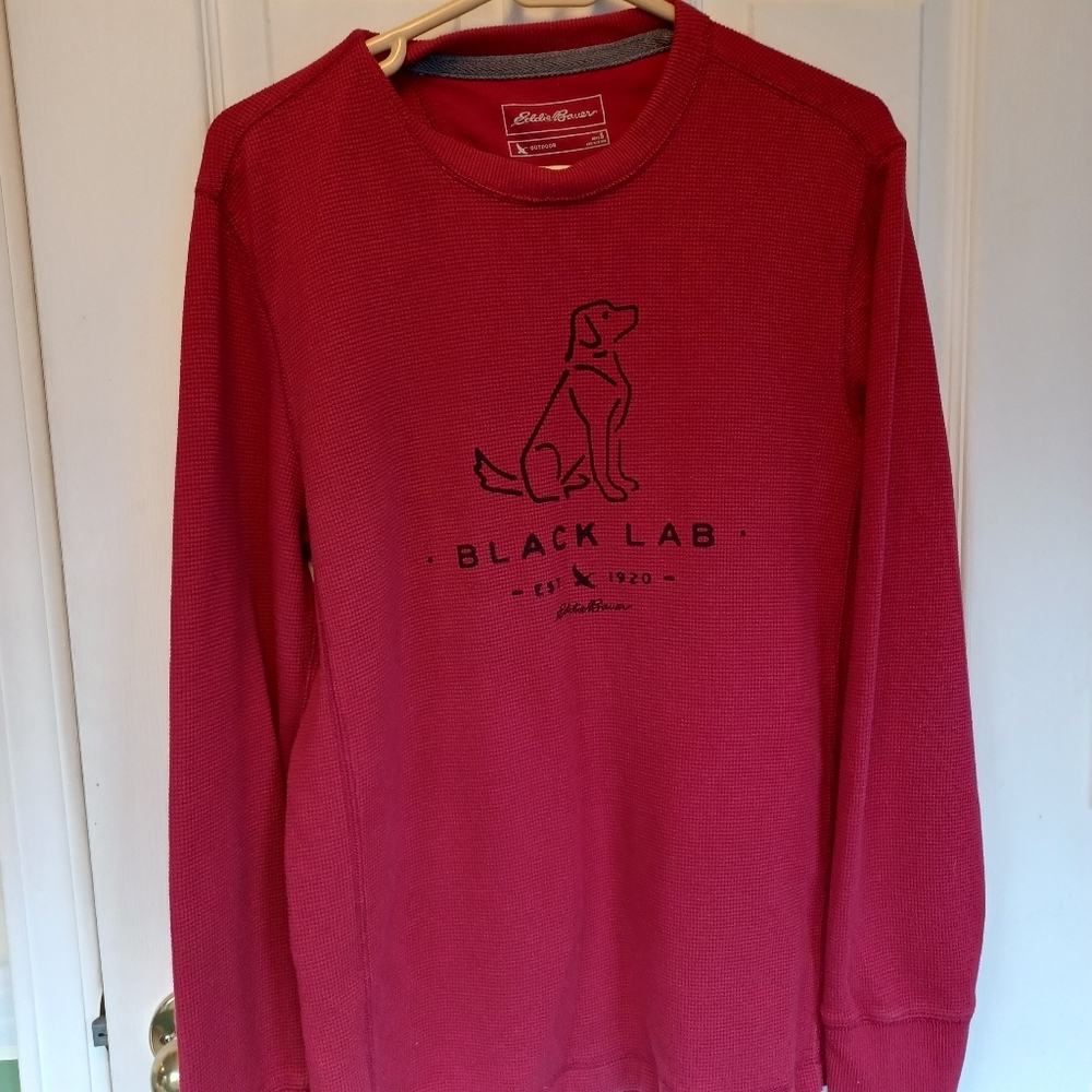 Eddie Bauer thermal pullover shirt men's size small black lab